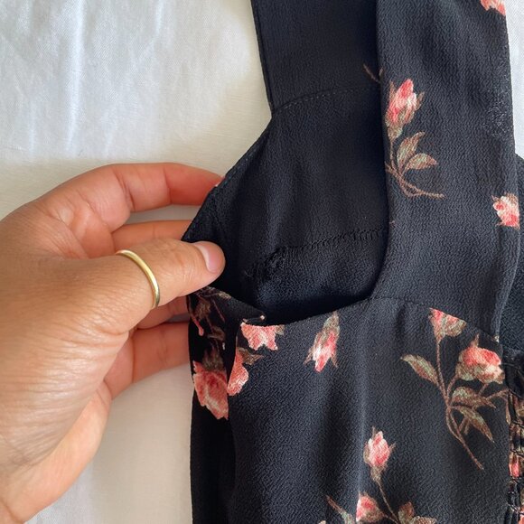 Reformation Fulton Midi Dress Romy Black Pink Floral (sz 4P) - Picture 11 of 11